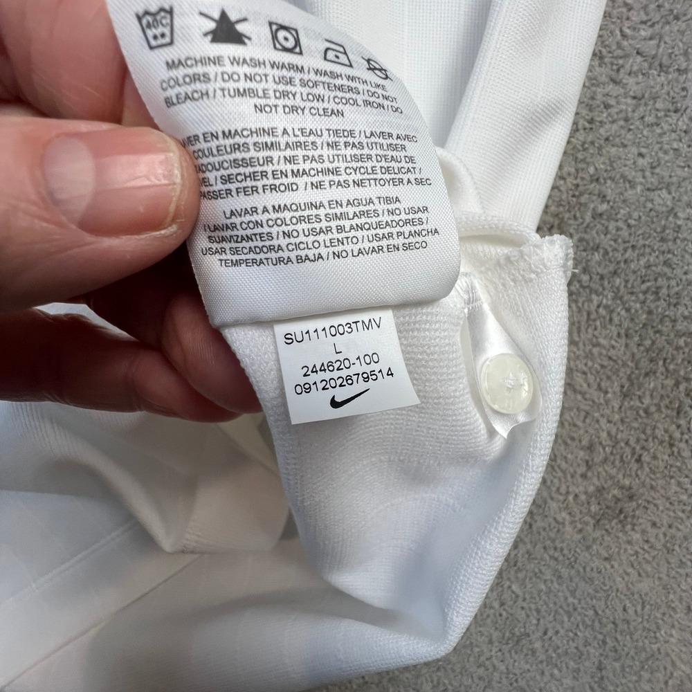 Nike Golf Dri Fit White Mens Polo Large Shirt Embroidered Unum Logo‎ - Picture 10 of 11